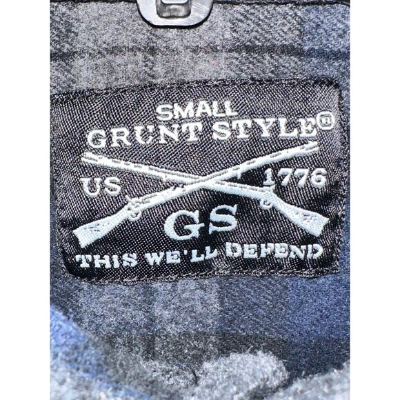 Grunt Style L/S Blue Plaid Flannel Button Down Shirt Mens Small - Picture 5 of 5